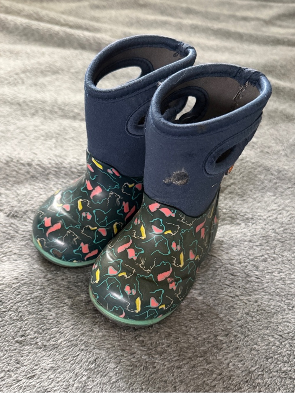 Infant Bogs Cats & Dogs Navy & Multicolor Waterproof Rain Boots